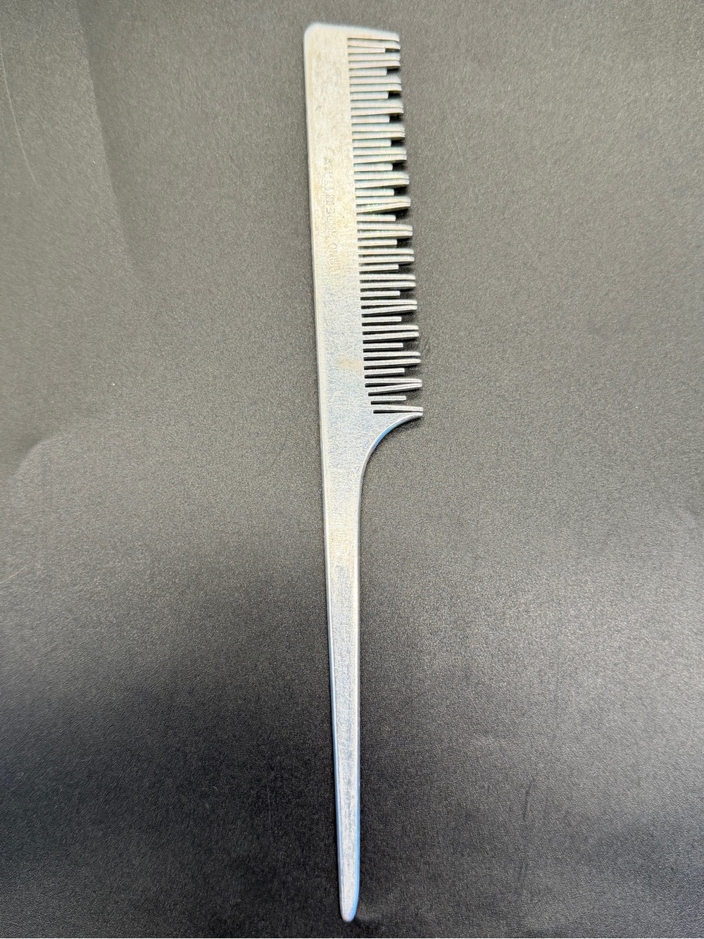 Vintage Tip Top Aluminum 8" Rat Tail Styling Comb Handmade Made in Italy